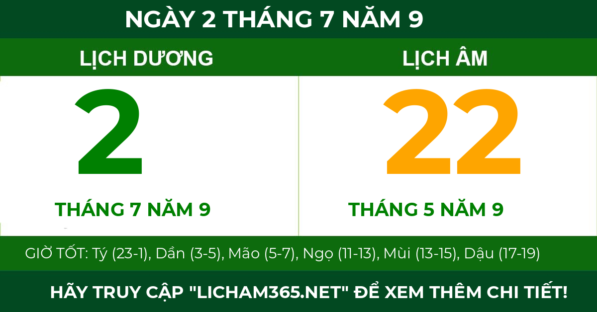 lịch âm ngày 2 tháng 7 năm 9