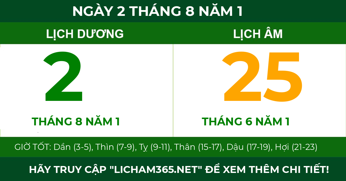 lịch âm ngày 2 tháng 8 năm 1