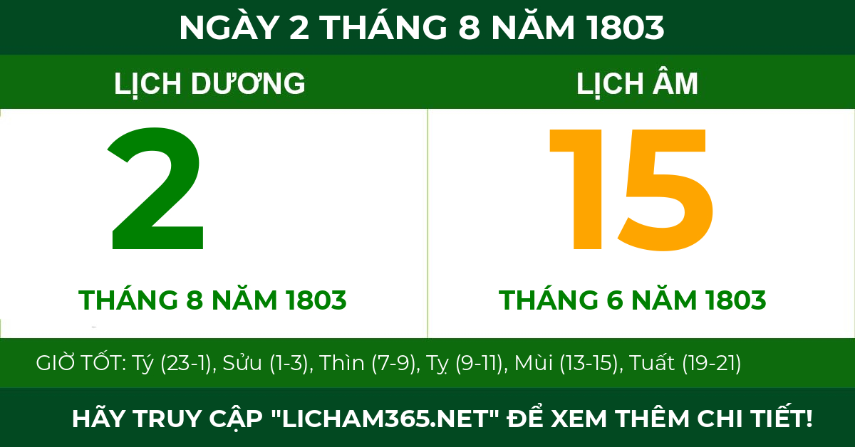 lịch âm ngày 2 tháng 8 năm 1803