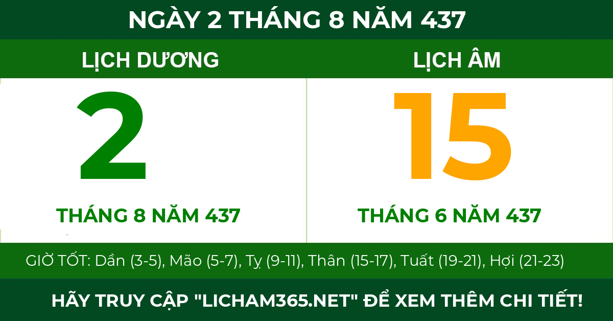 lịch âm ngày 2 tháng 8 năm 437