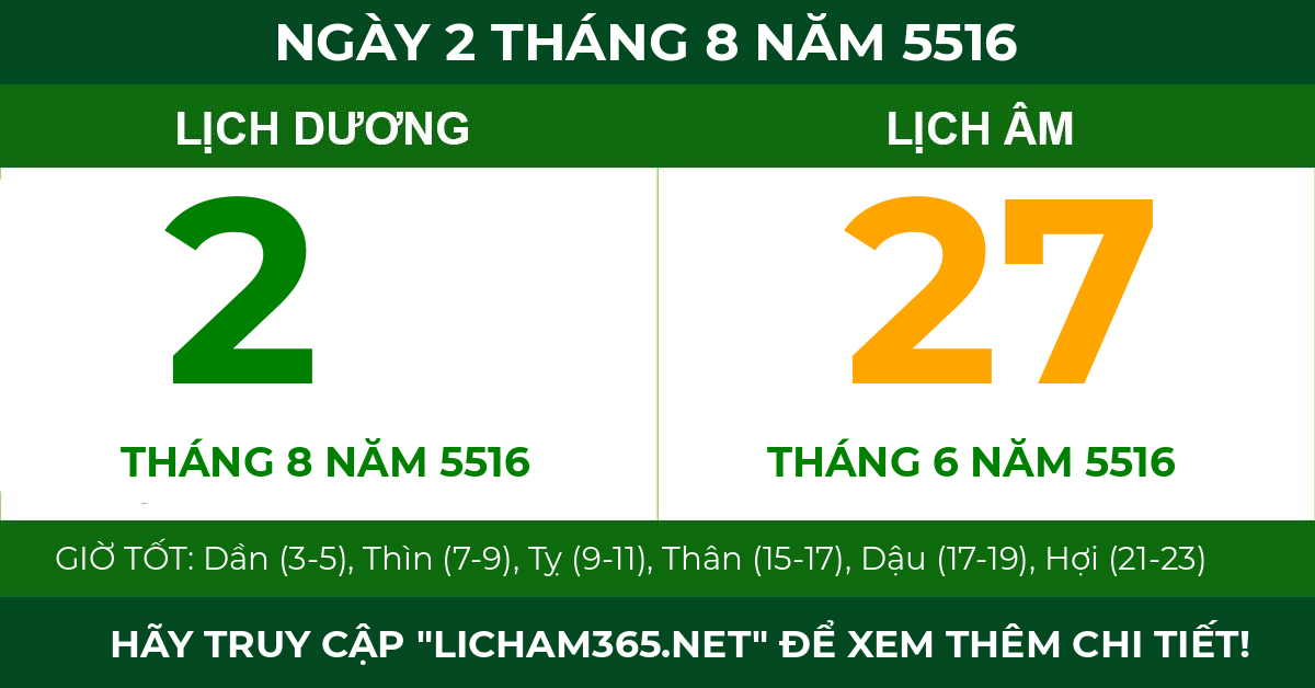 lịch âm ngày 2 tháng 8 năm 5516