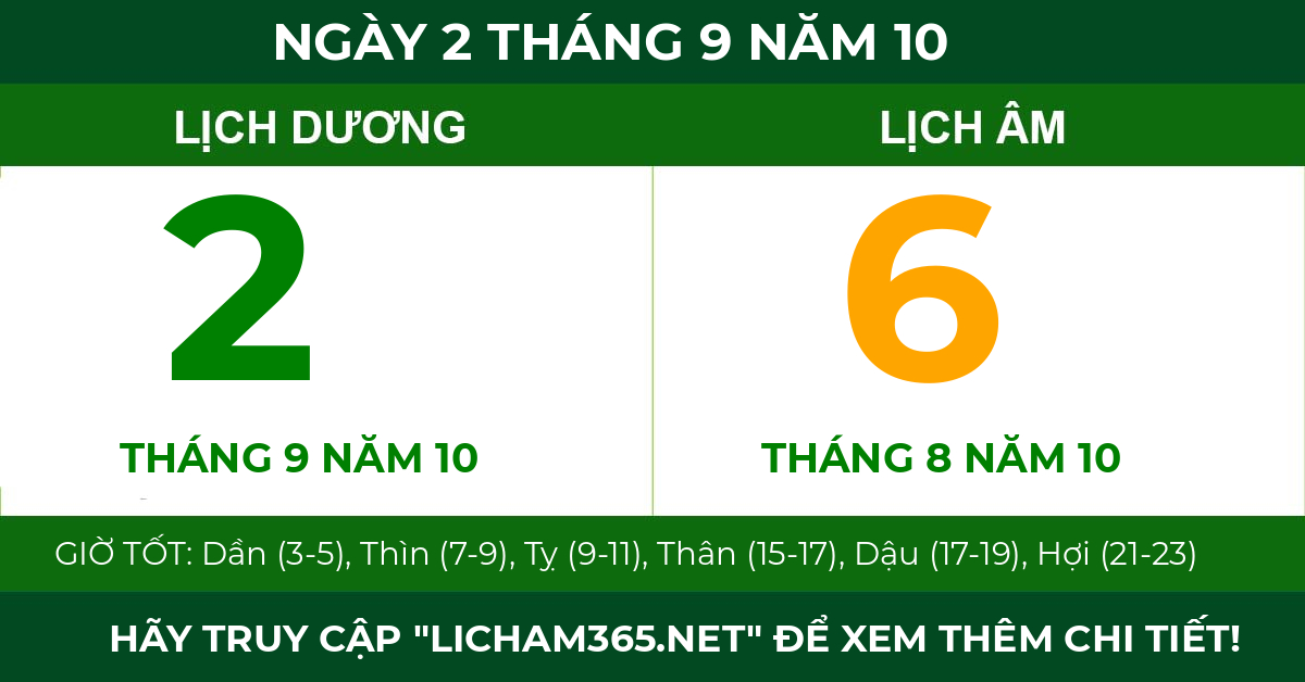 lịch âm ngày 2 tháng 9 năm 10