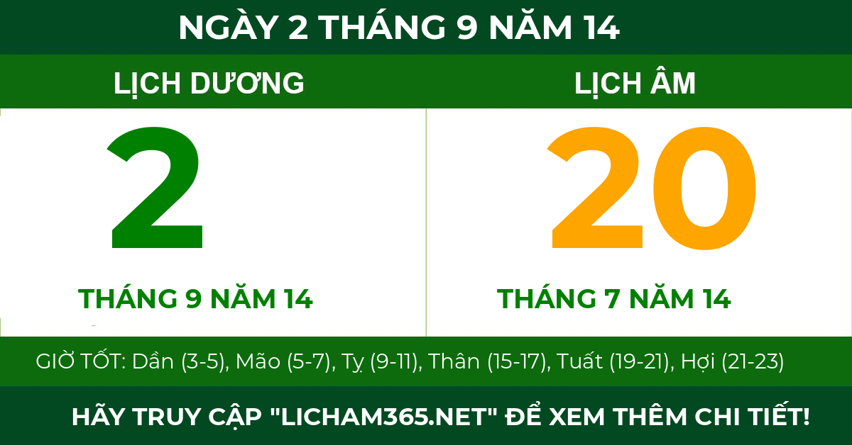 lịch âm ngày 2 tháng 9 năm 14