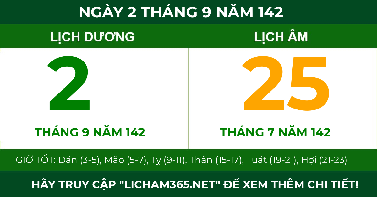 lịch âm ngày 2 tháng 9 năm 142