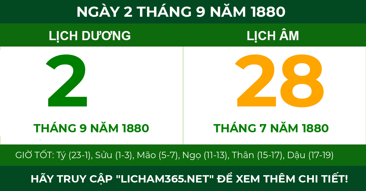 lịch âm ngày 2 tháng 9 năm 1880