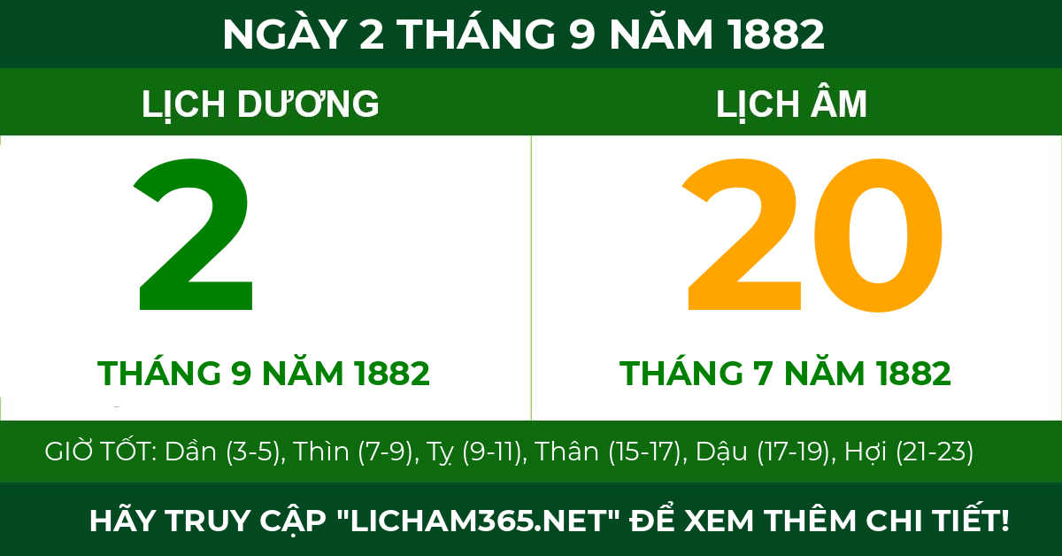 lịch âm ngày 2 tháng 9 năm 1882