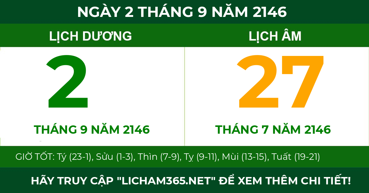 lịch âm ngày 2 tháng 9 năm 2146