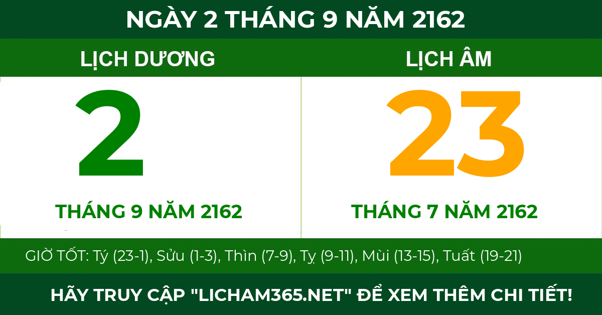 lịch âm ngày 2 tháng 9 năm 2162
