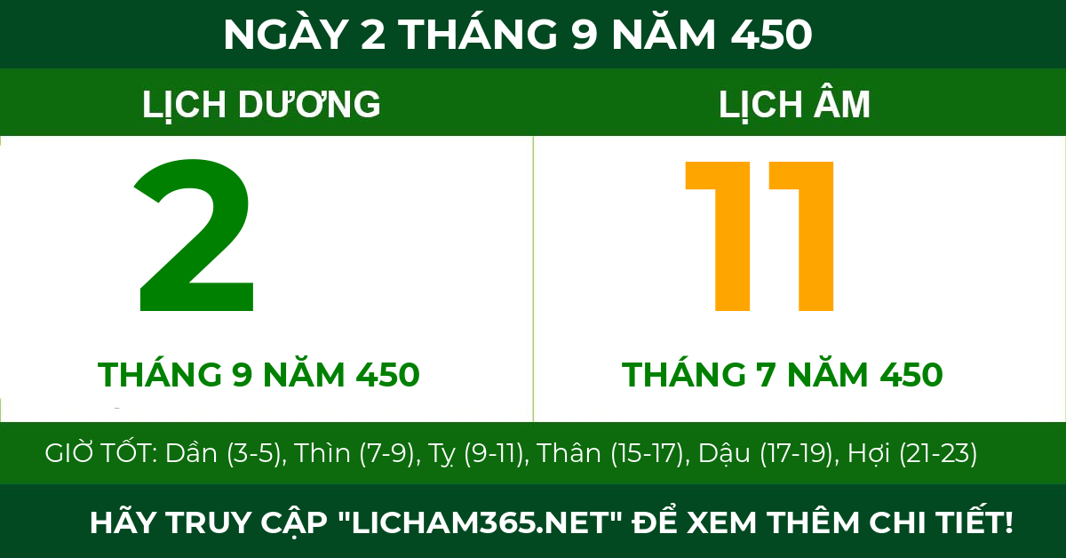 lịch âm ngày 2 tháng 9 năm 450