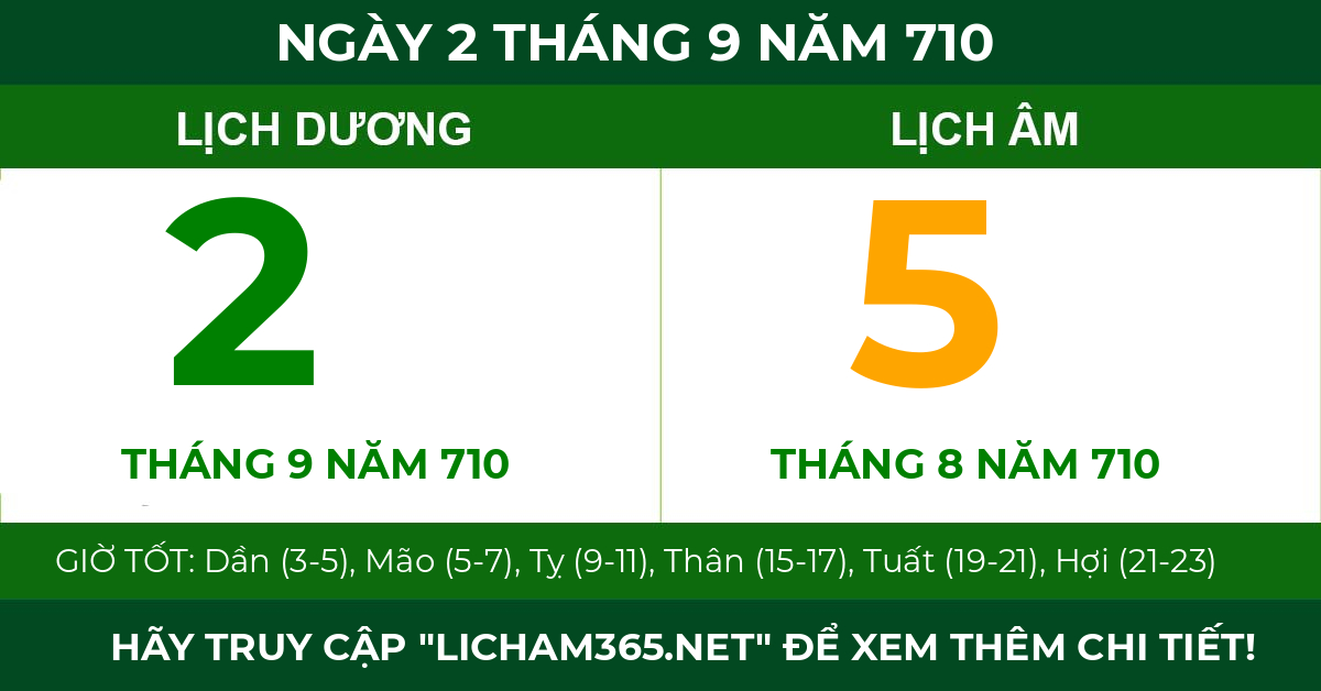 lịch âm ngày 2 tháng 9 năm 710