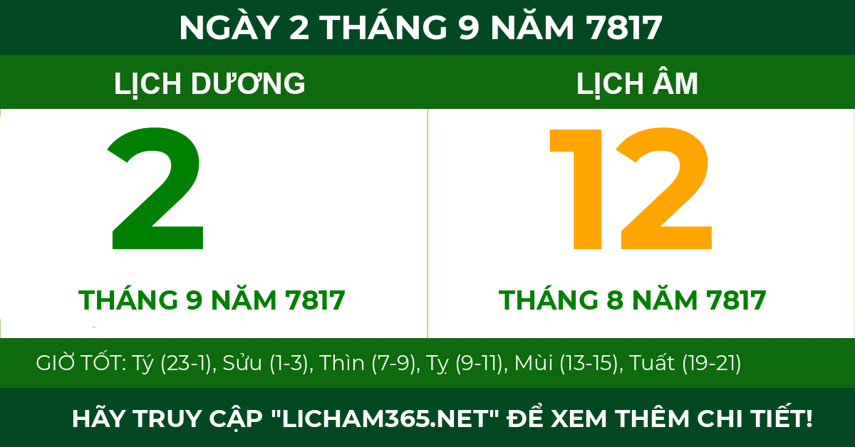 lịch âm ngày 2 tháng 9 năm 7817
