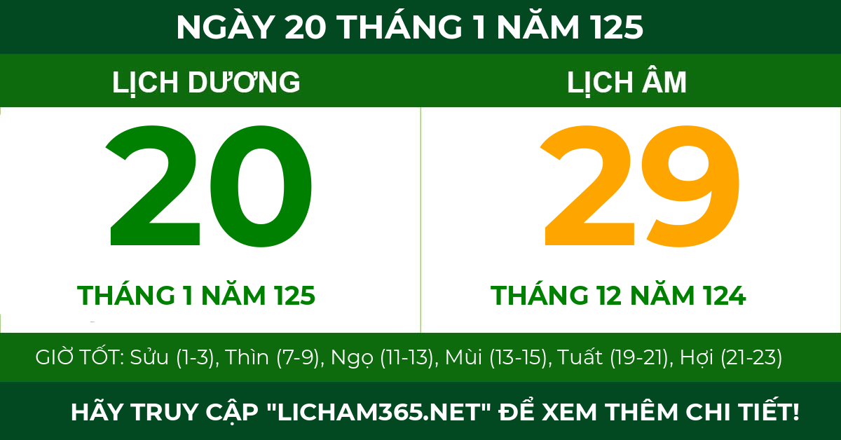 lịch âm ngày 20 tháng 1 năm 125