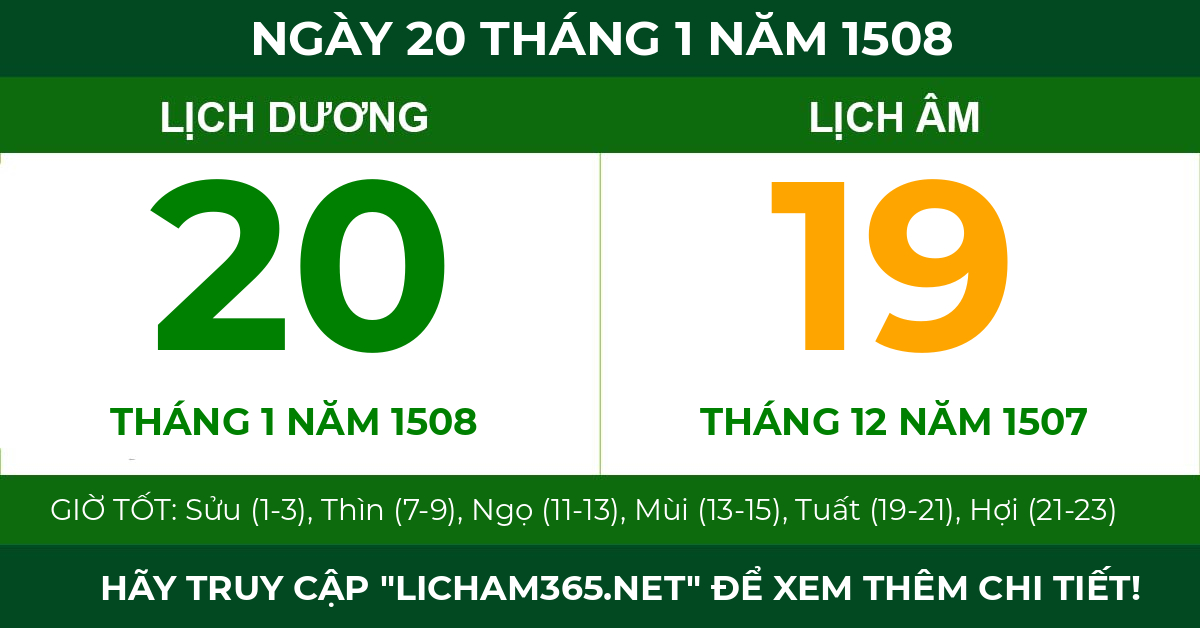 lịch âm ngày 20 tháng 1 năm 1508