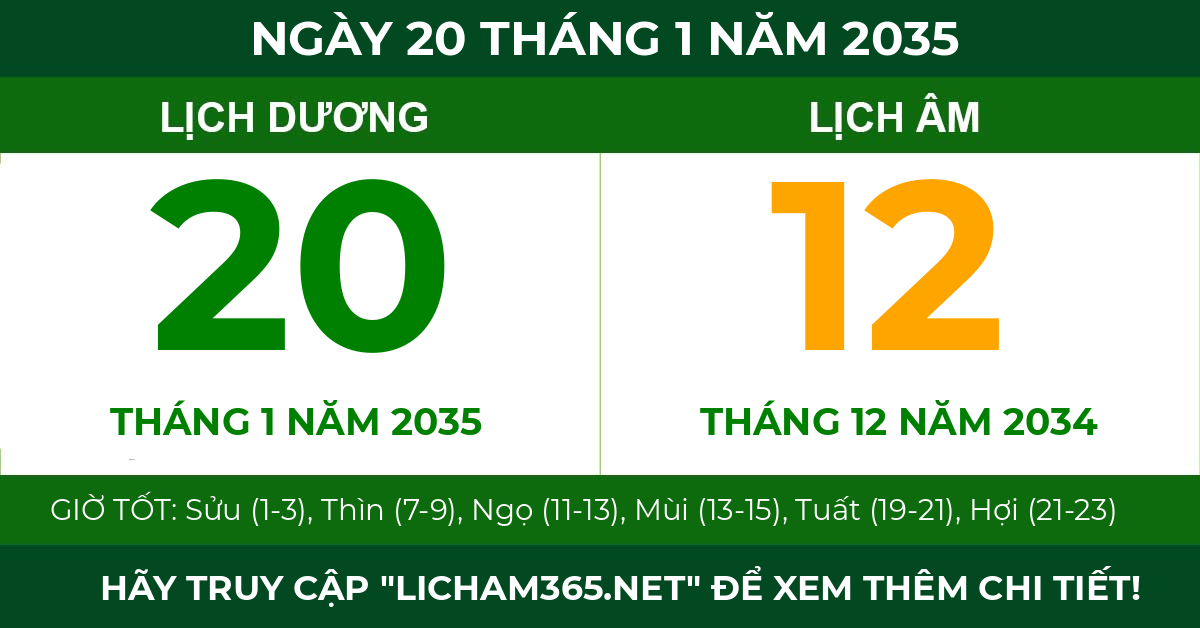 lịch âm ngày 20 tháng 1 năm 2035