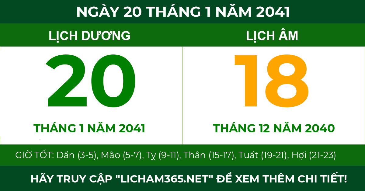 lịch âm ngày 20 tháng 1 năm 2041