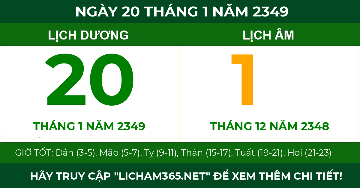 lịch âm ngày 20 tháng 1 năm 2349