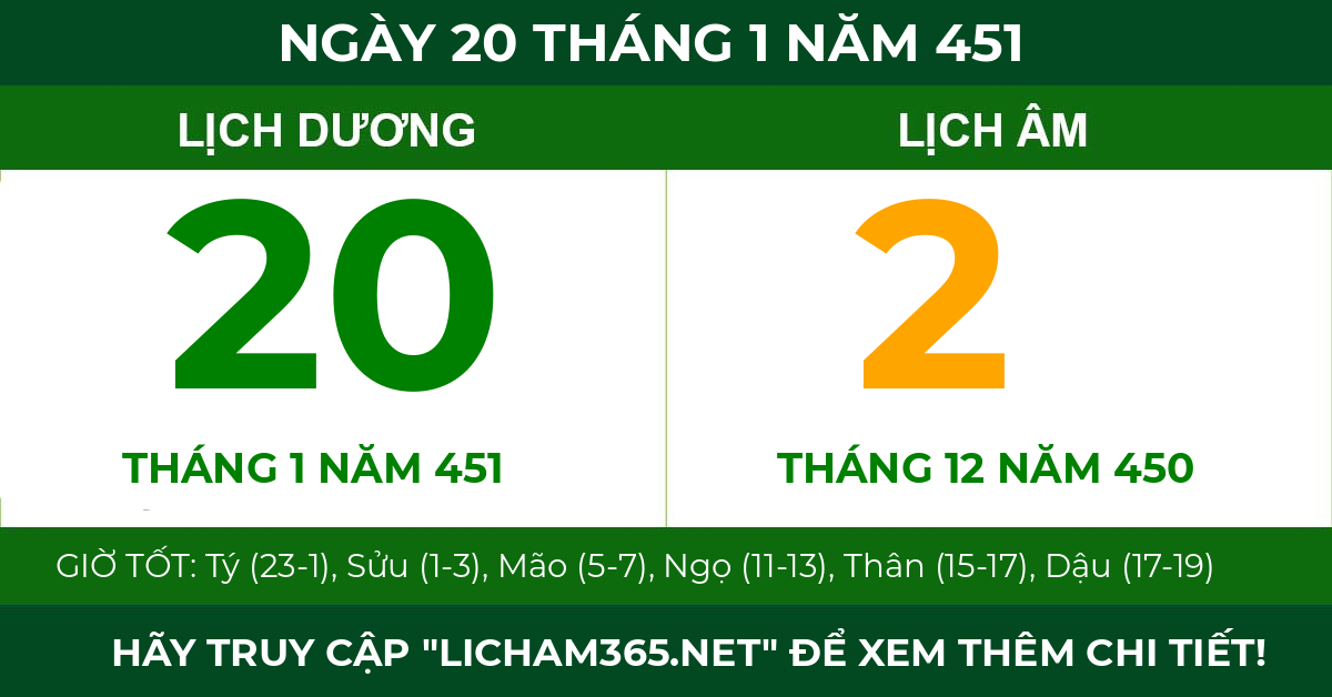 lịch âm ngày 20 tháng 1 năm 451