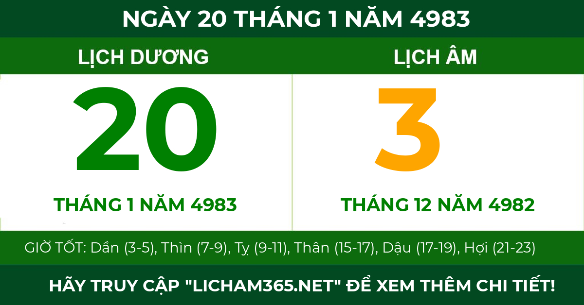 lịch âm ngày 20 tháng 1 năm 4983