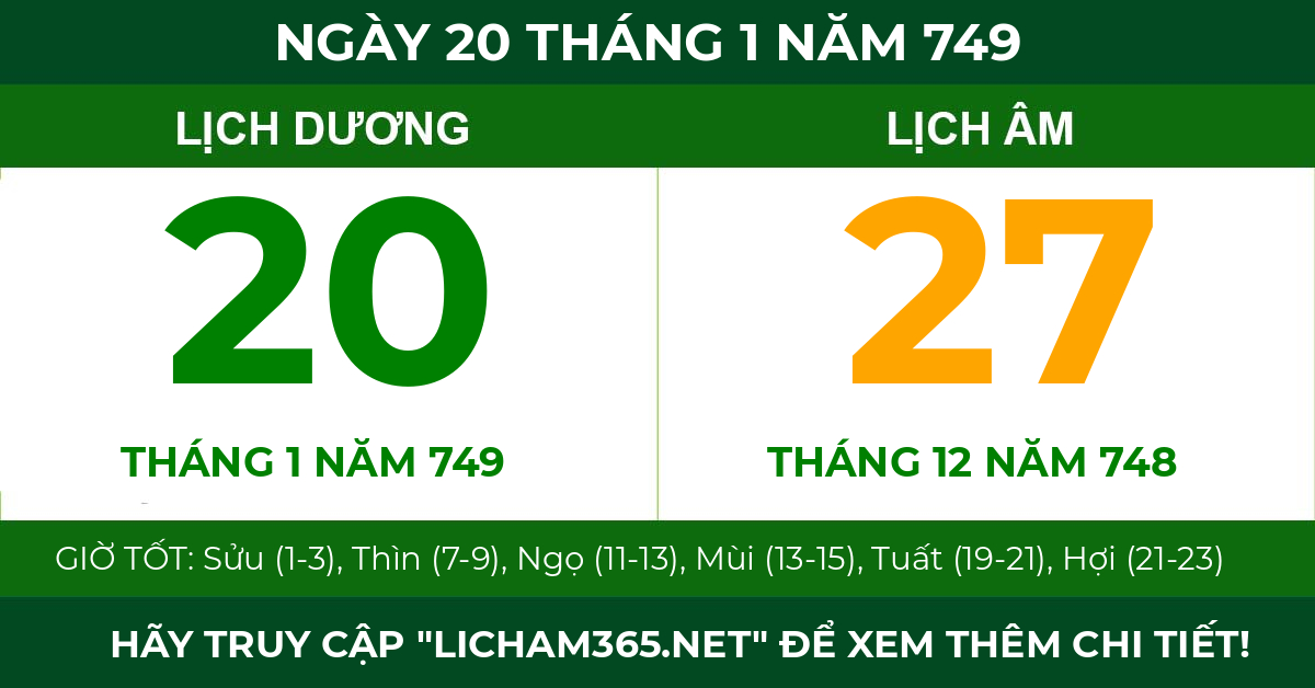 lịch âm ngày 20 tháng 1 năm 749