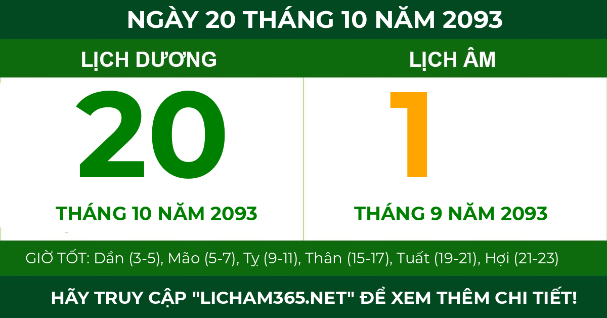 lịch âm ngày 20 tháng 10 năm 2093