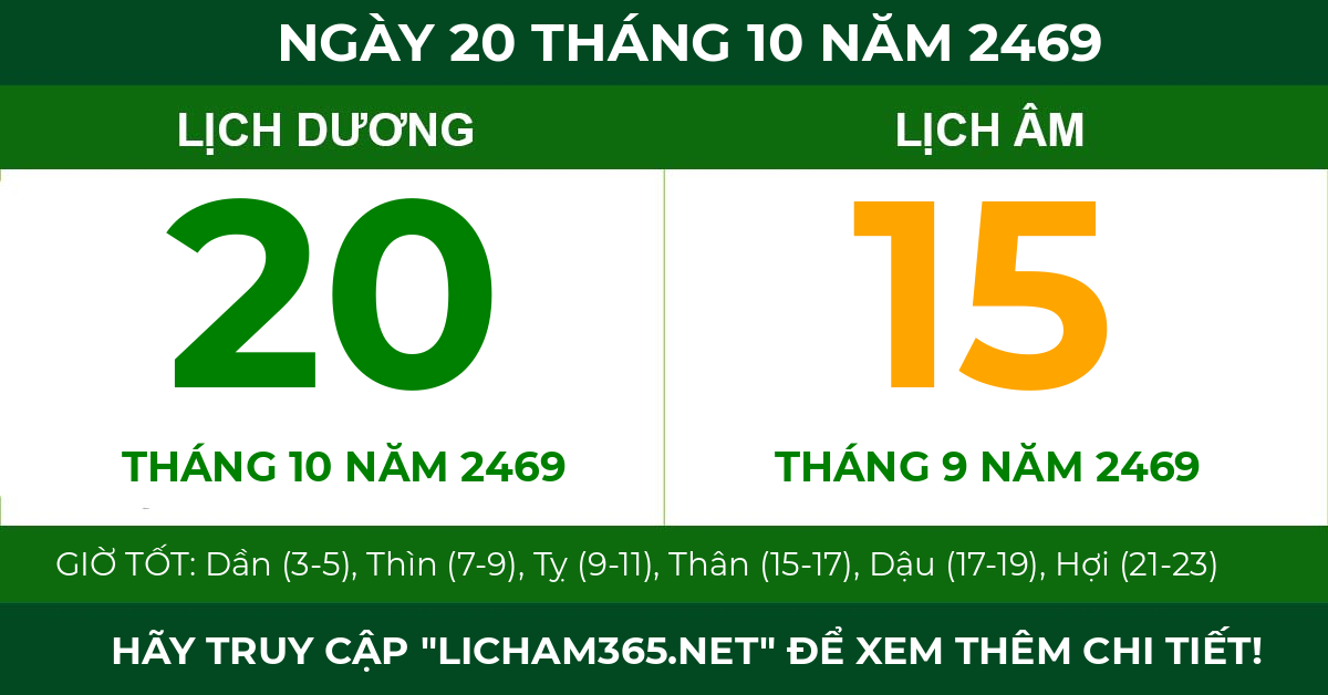 lịch âm ngày 20 tháng 10 năm 2469