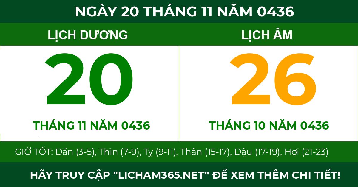 lịch âm ngày 20 tháng 11 năm 0436