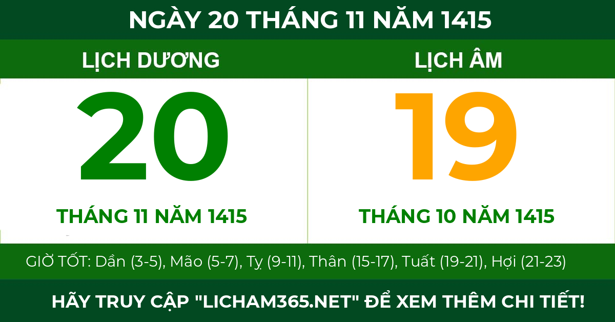 lịch âm ngày 20 tháng 11 năm 1415