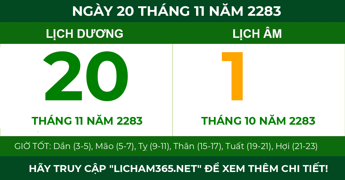 lịch âm ngày 20 tháng 11 năm 2283