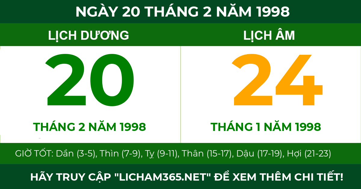 lịch âm ngày 20 tháng 2 năm 1998