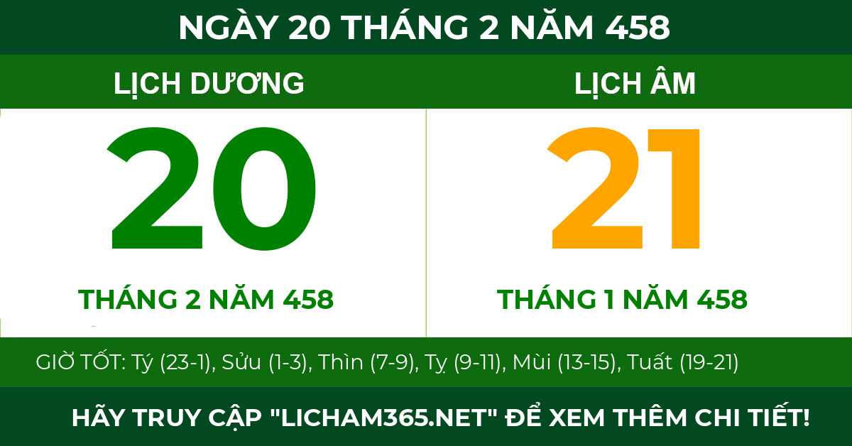 lịch âm ngày 20 tháng 2 năm 458