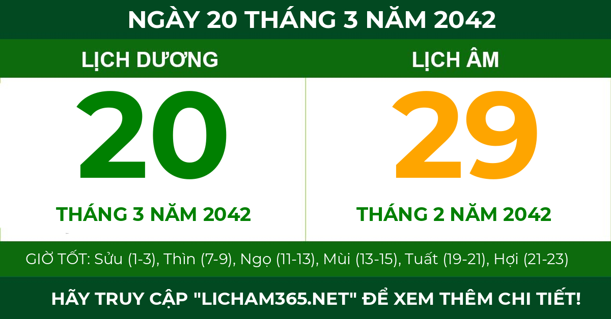 lịch âm ngày 20 tháng 3 năm 2042