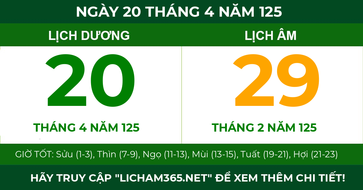 lịch âm ngày 20 tháng 4 năm 125