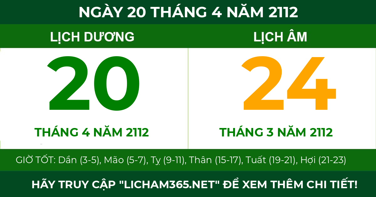 lịch âm ngày 20 tháng 4 năm 2112