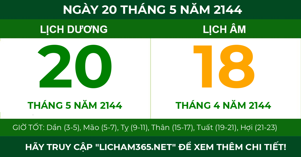 lịch âm ngày 20 tháng 5 năm 2144