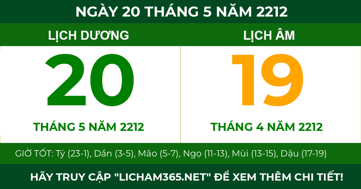 lịch âm ngày 20 tháng 5 năm 2212