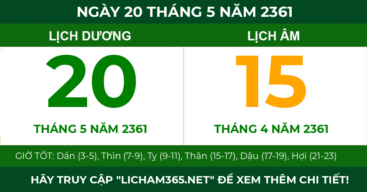 lịch âm ngày 20 tháng 5 năm 2361