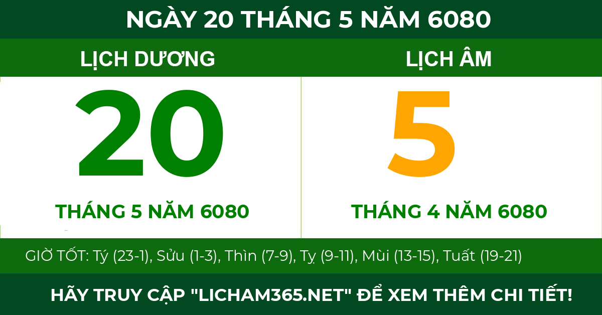 lịch âm ngày 20 tháng 5 năm 6080