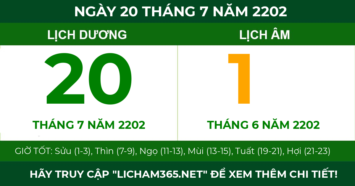 lịch âm ngày 20 tháng 7 năm 2202