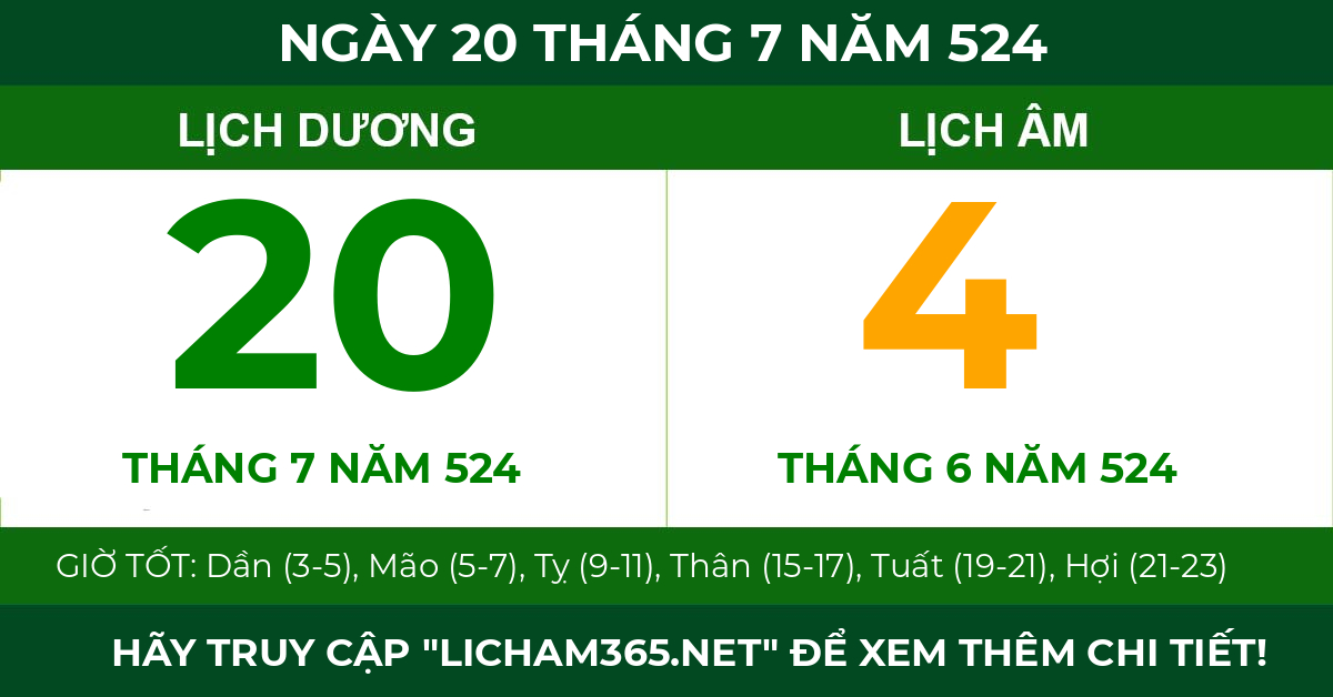 lịch âm ngày 20 tháng 7 năm 524