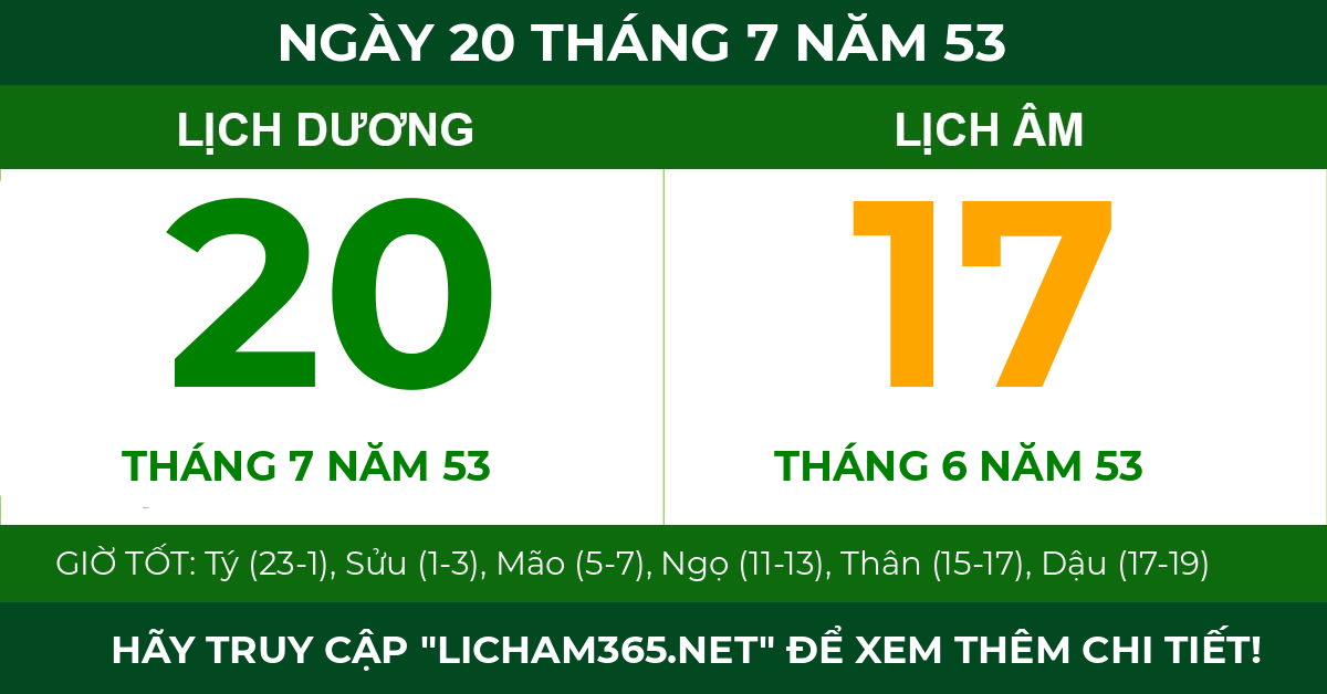 lịch âm ngày 20 tháng 7 năm 53