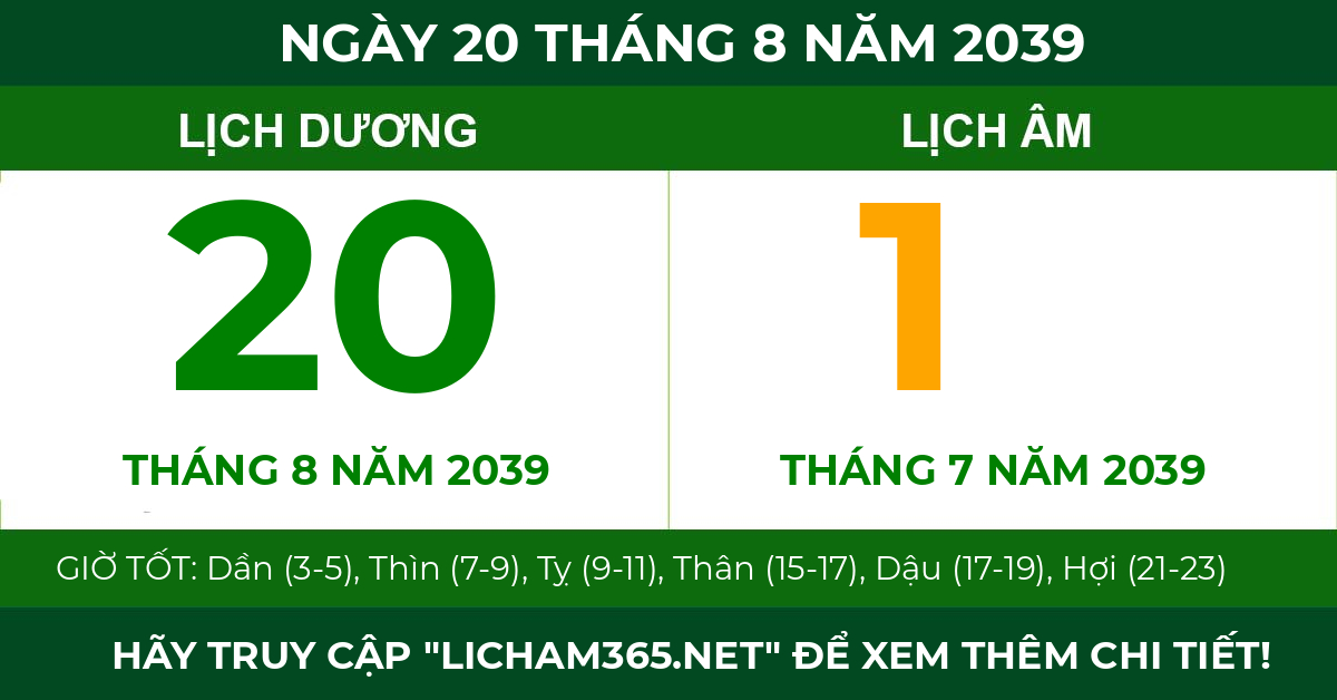 lịch âm ngày 20 tháng 8 năm 2039