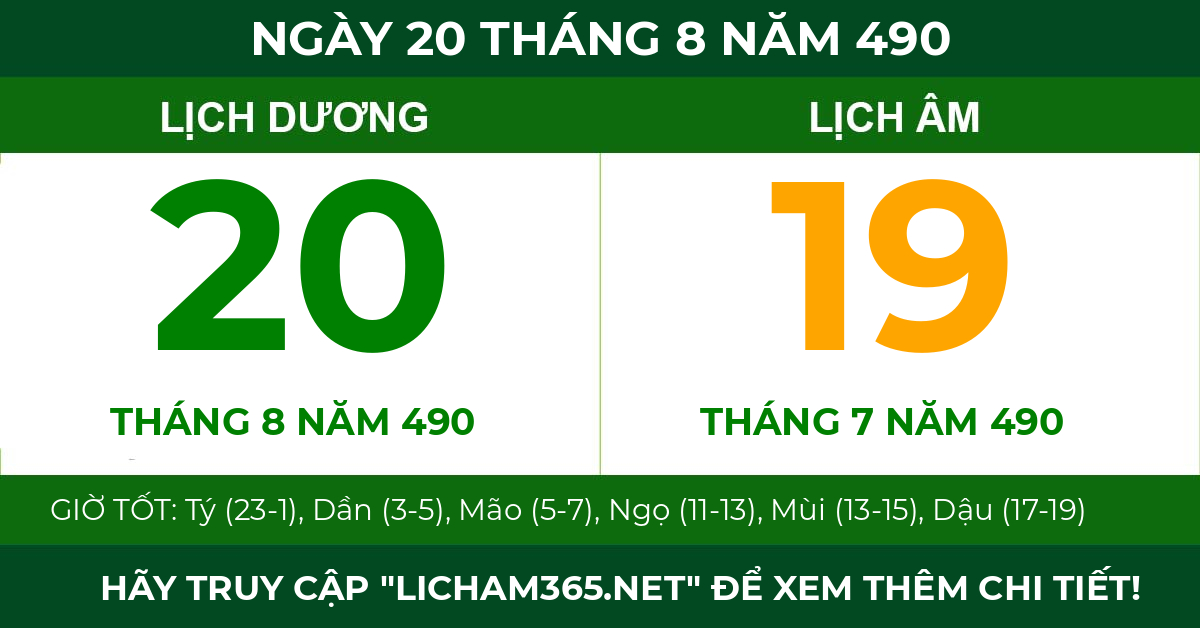 lịch âm ngày 20 tháng 8 năm 490