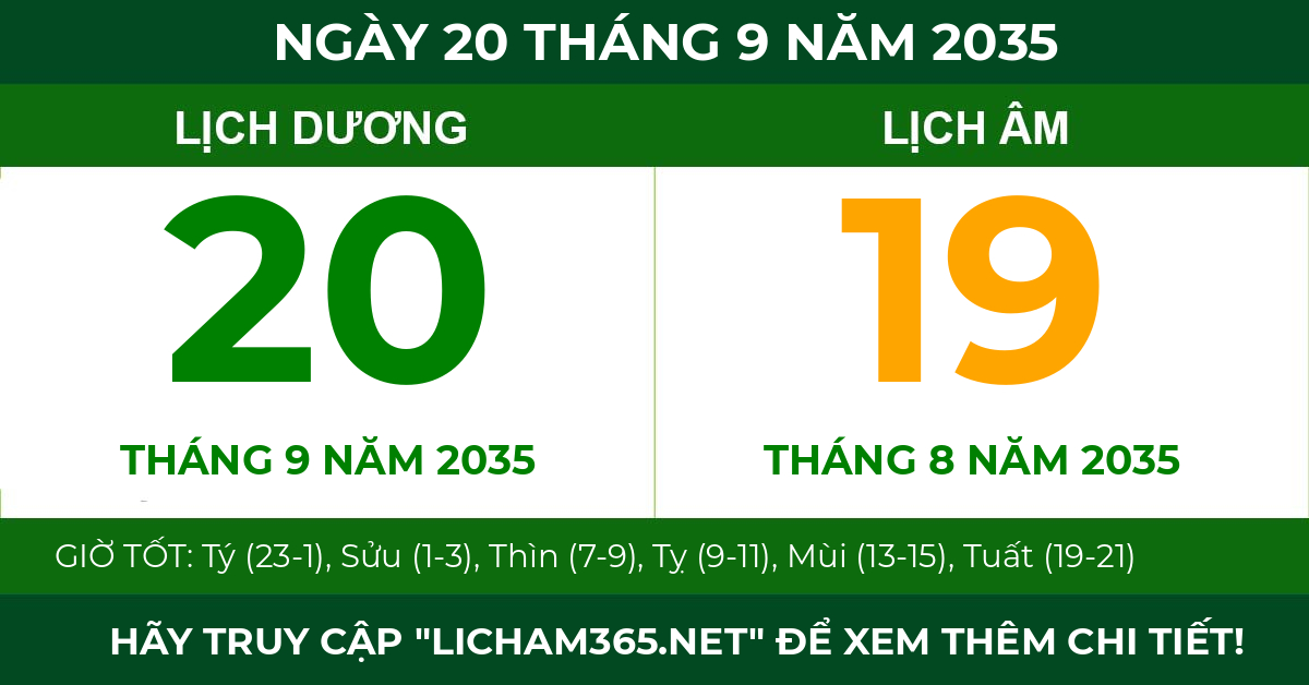 lịch âm ngày 20 tháng 9 năm 2035
