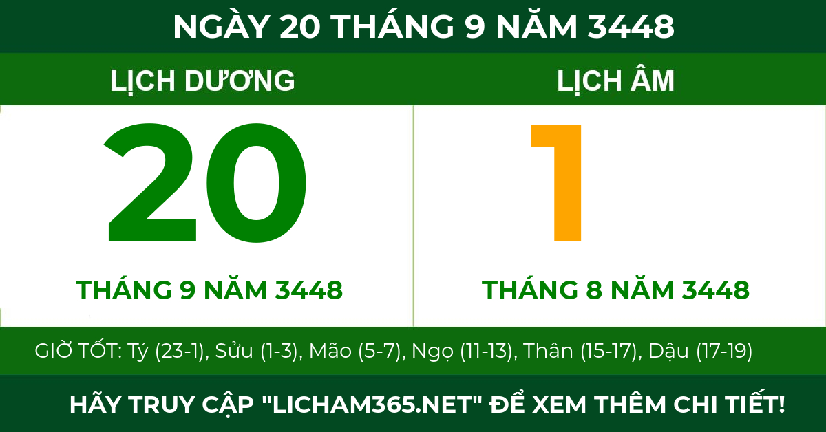 lịch âm ngày 20 tháng 9 năm 3448