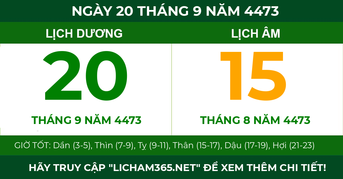 lịch âm ngày 20 tháng 9 năm 4473