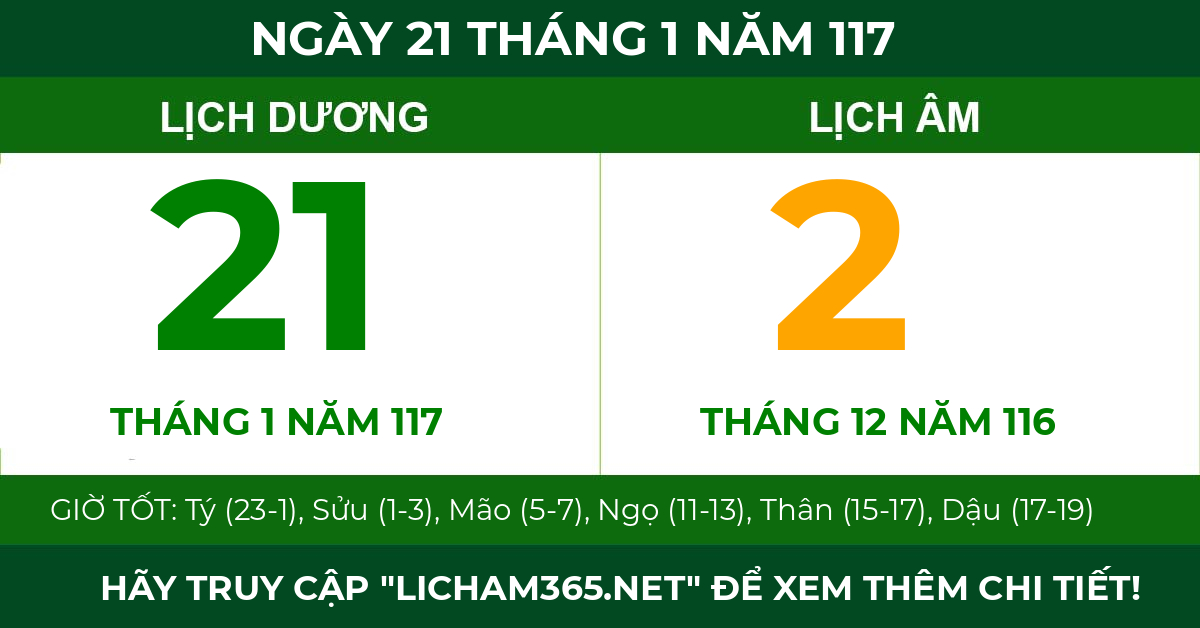 lịch âm ngày 21 tháng 1 năm 117