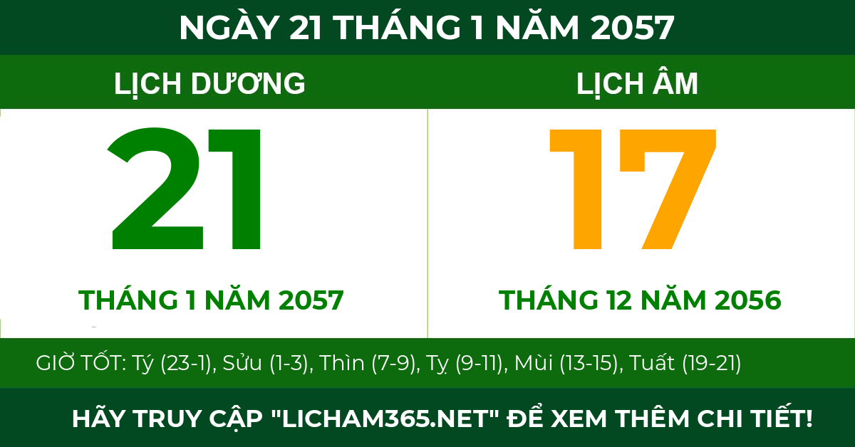 lịch âm ngày 21 tháng 1 năm 2057