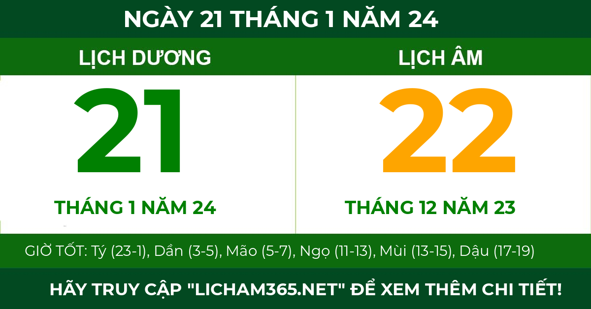 lịch âm ngày 21 tháng 1 năm 24