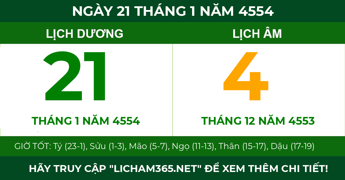 lịch âm ngày 21 tháng 1 năm 4554