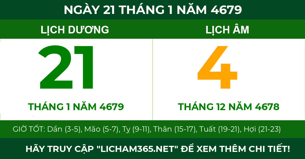 lịch âm ngày 21 tháng 1 năm 4679